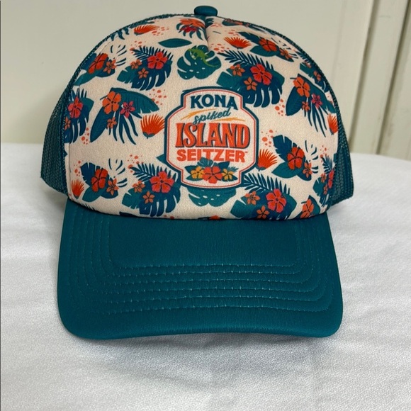 Kona Spiked Island Seltzer Tropical Print Trucker Style Hat Snap On NWOT - Picture 1 of 7